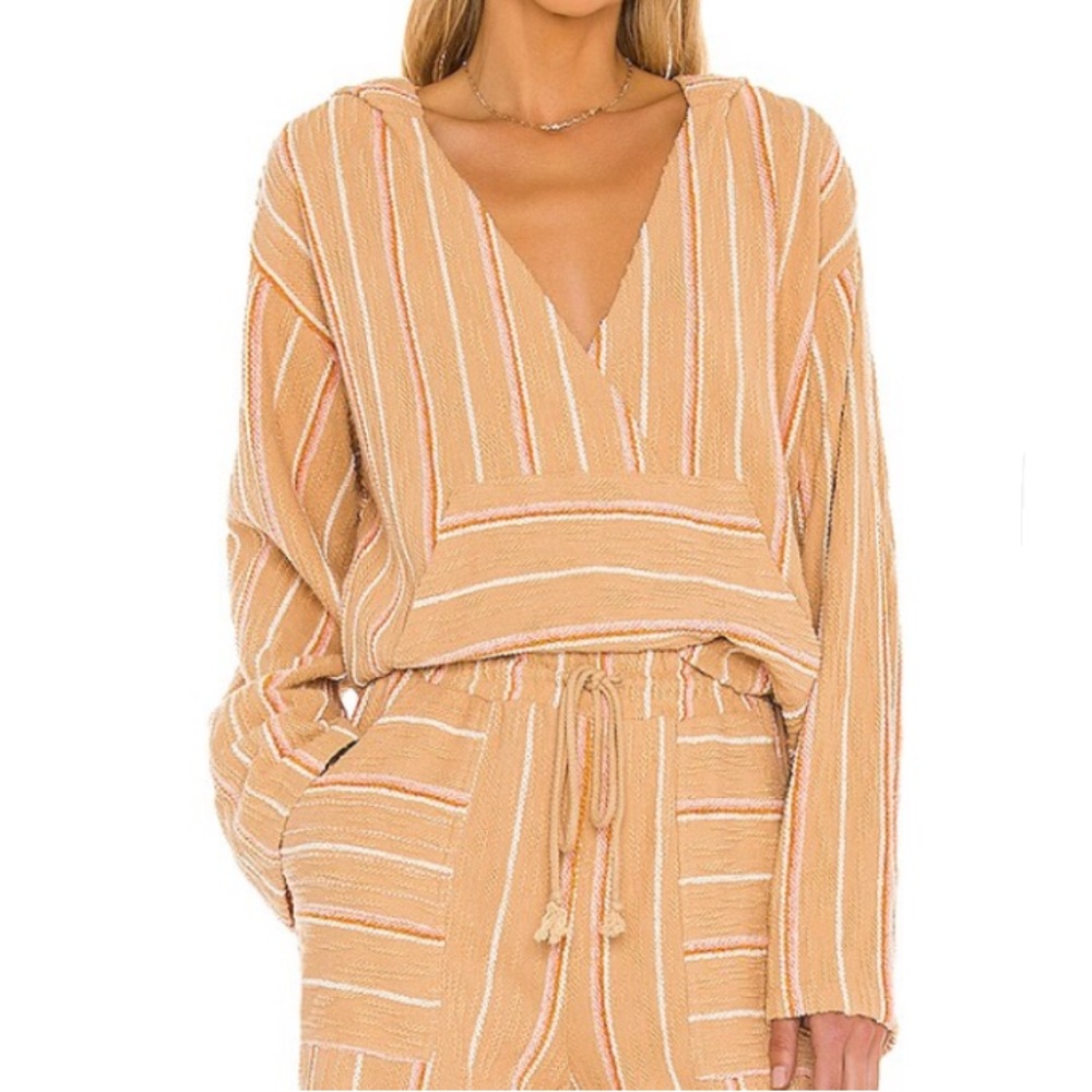 L*Space Tan Striped Hoodie